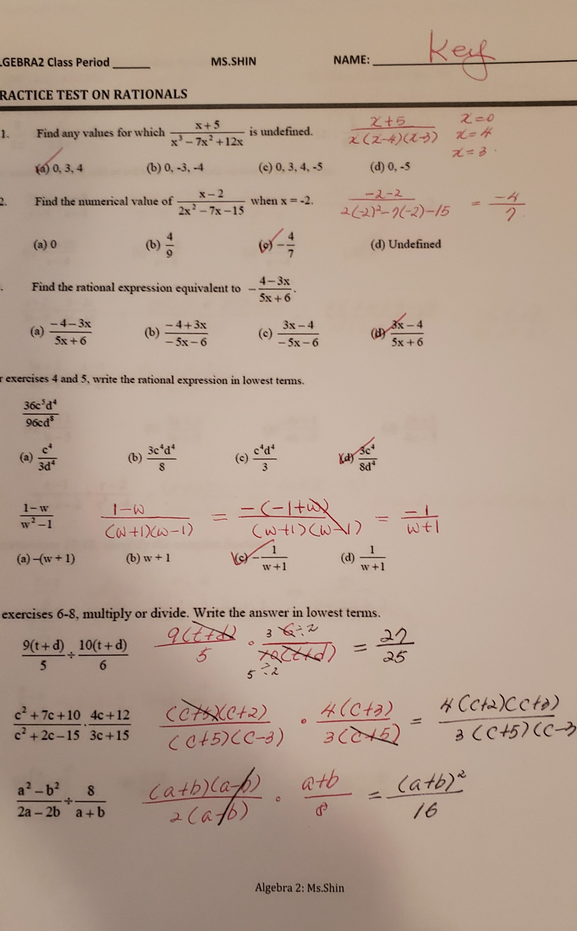 Rational Expression Worksheet Answers | db-excel.com
