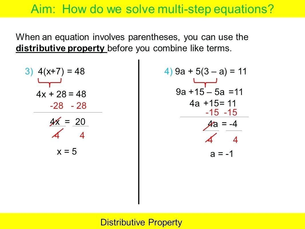 Multiple Step Equation Worksheets