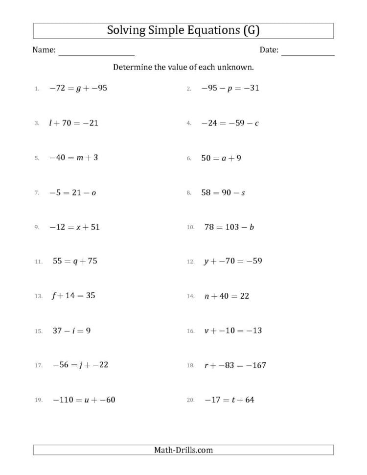 Multi Step Equations Worksheet Variables On Both Sides