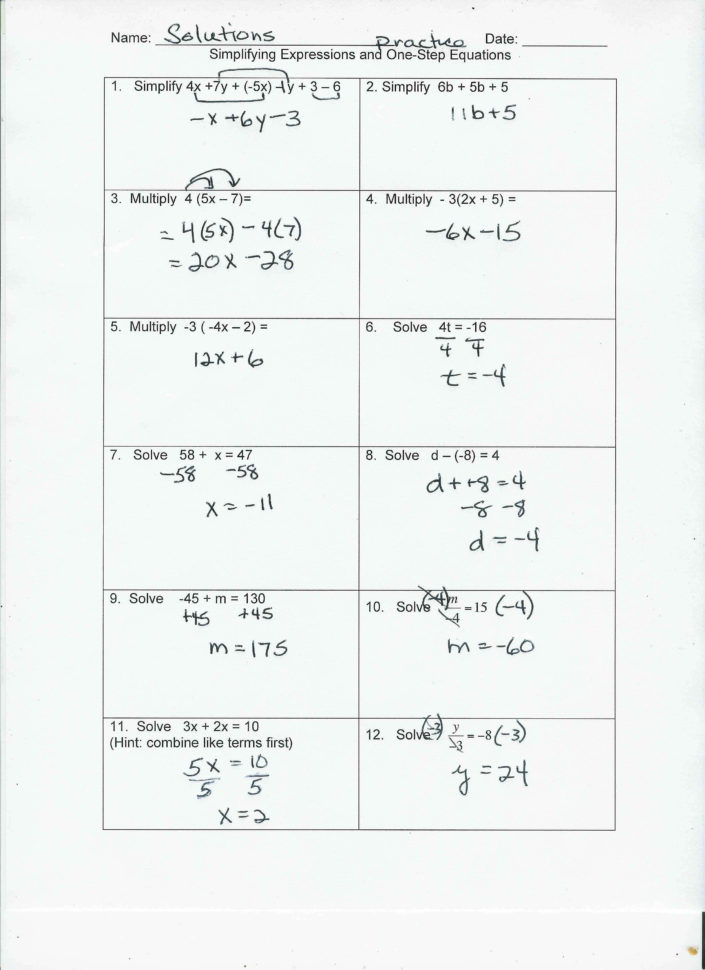 Multi Step Equations Worksheet Variables On Both Sides
