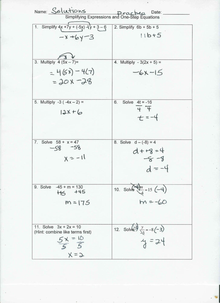  Multi Step Equations Worksheet Variables On Both Sides Db excel