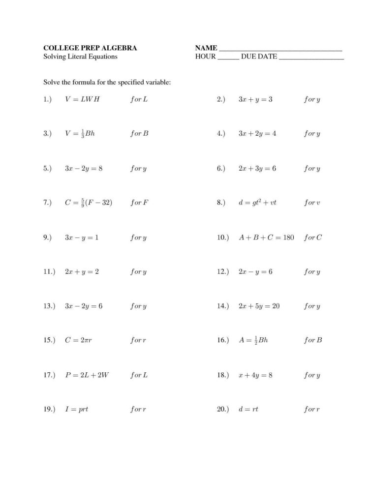 Multi Step Equations Worksheet Variables On Both Sides