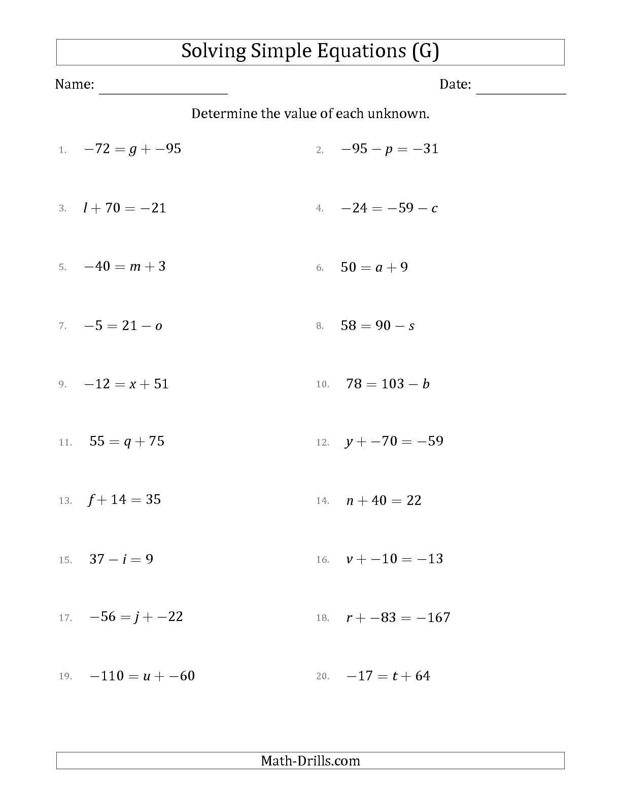 Solving Equations With Variables On Both Sides Worksheet Answers Db excel