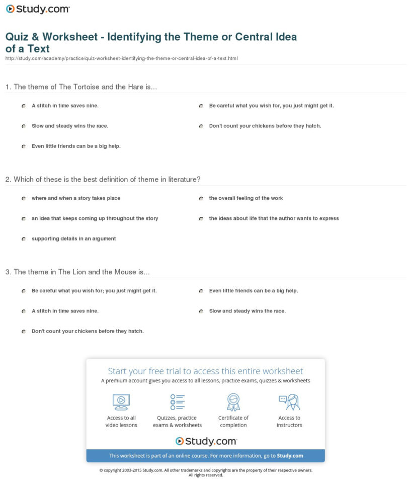 Multiple Choice Main Idea Worksheets Photo High Resolution