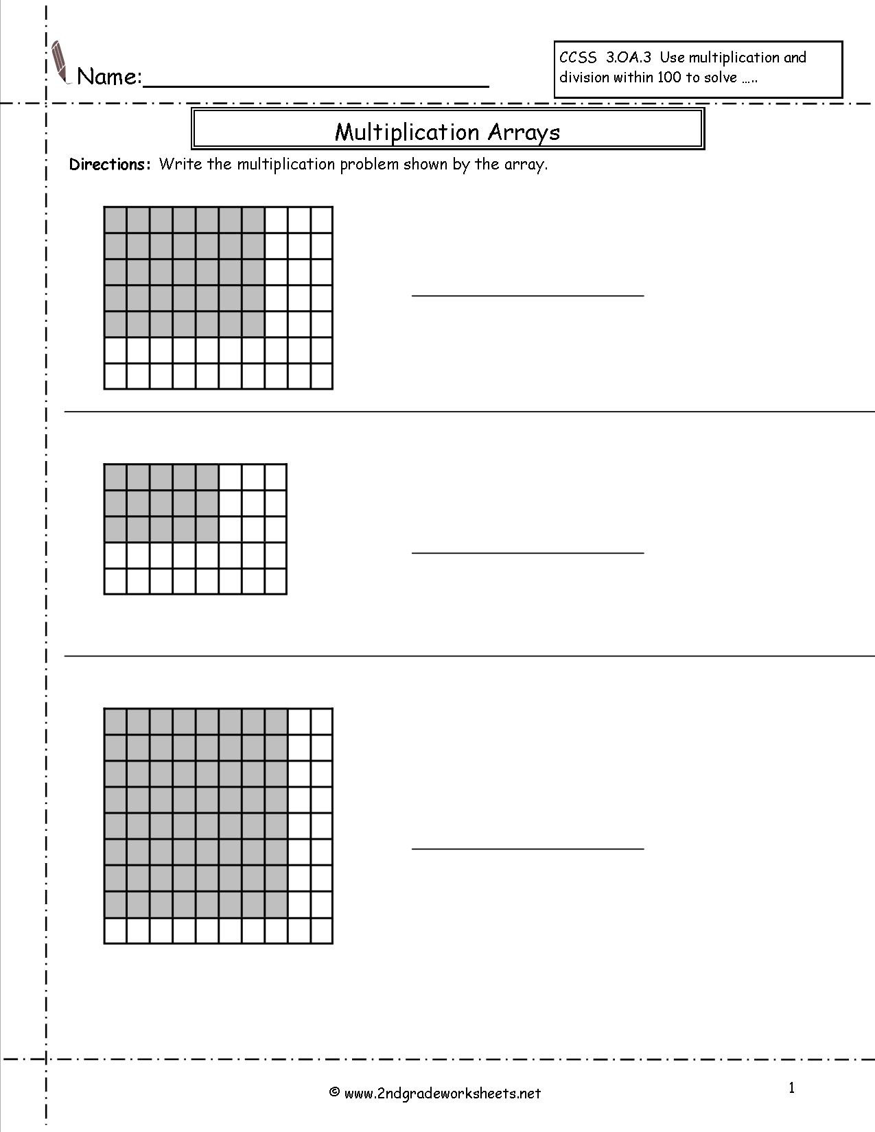 Multiplication Arrays Worksheets