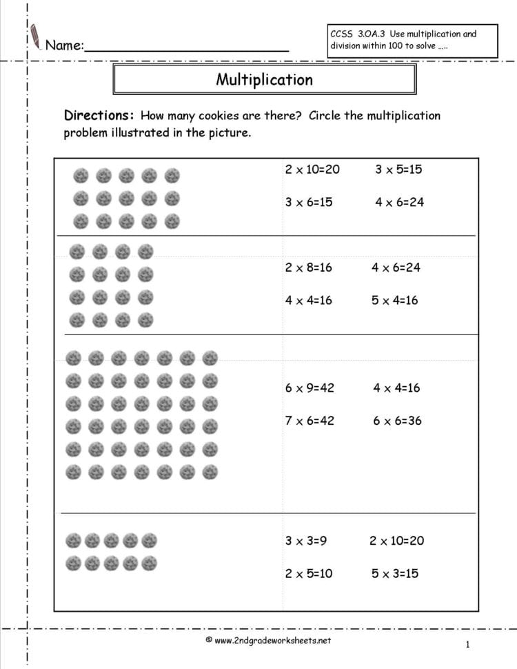Multiplication Arrays Worksheets