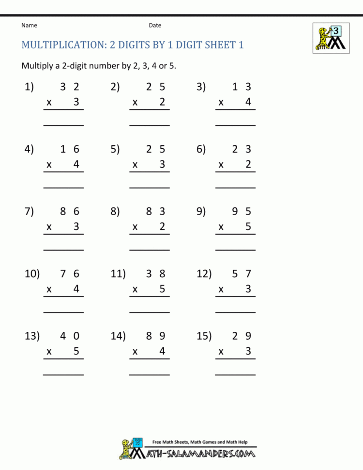 Multiplication Practice Worksheets Grade 3