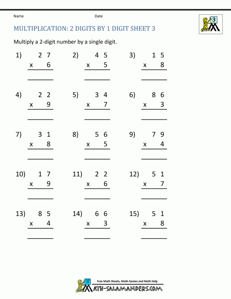 Multiplication Practice Worksheets Grade 3