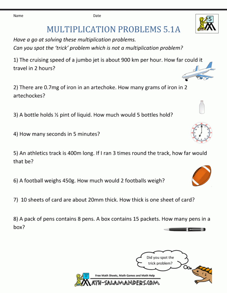 Multiplication Problems Printable 5Th Grade