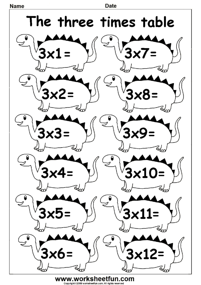 Multiplication Times Tables Worksheets – 2 3 4  5 Times