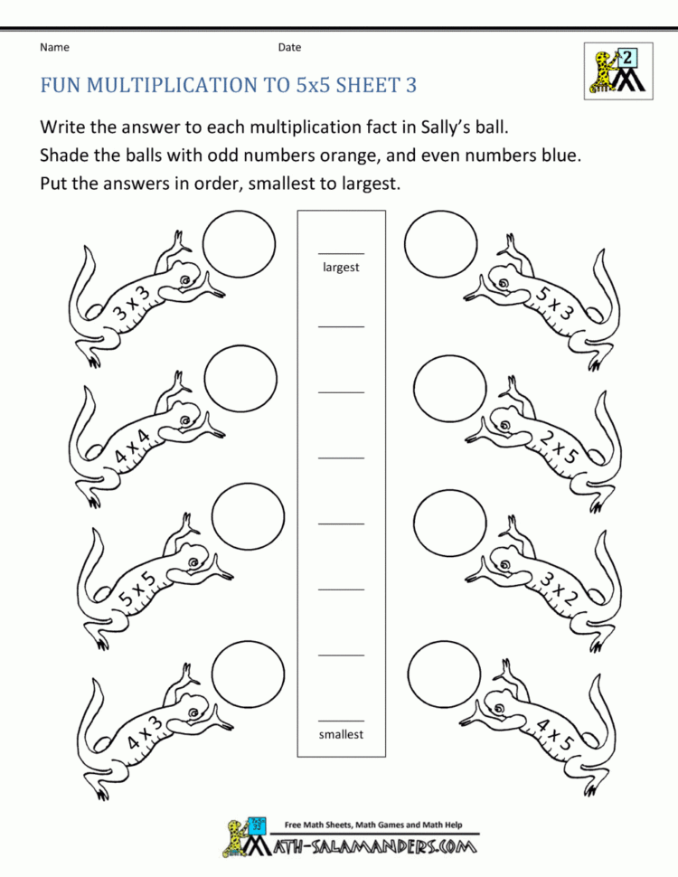 Multiplication To 5X5 Worksheets For 2Nd Grade