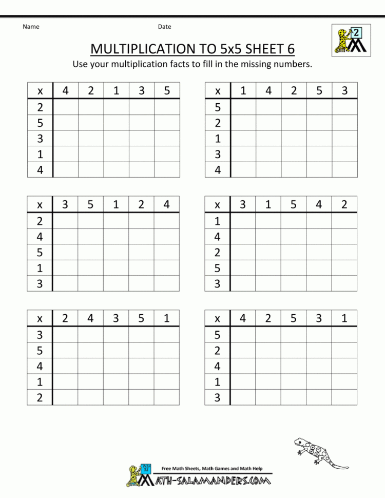 Multiplication To 5X5 Worksheets For 2Nd Grade Multiplication To 5X5 Worksheets For 2Nd Grade