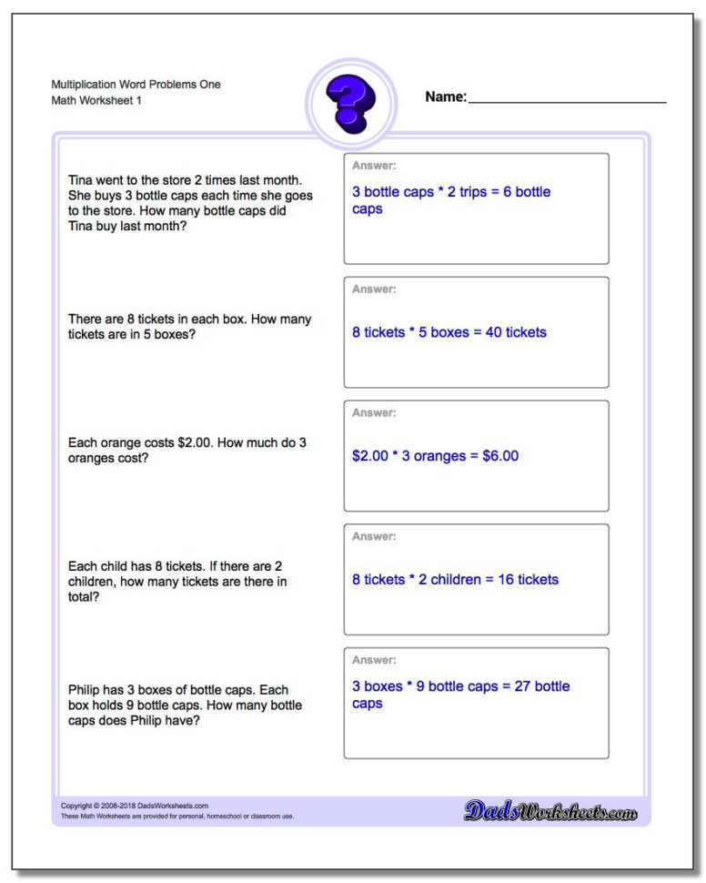 Multiplication Word Problems