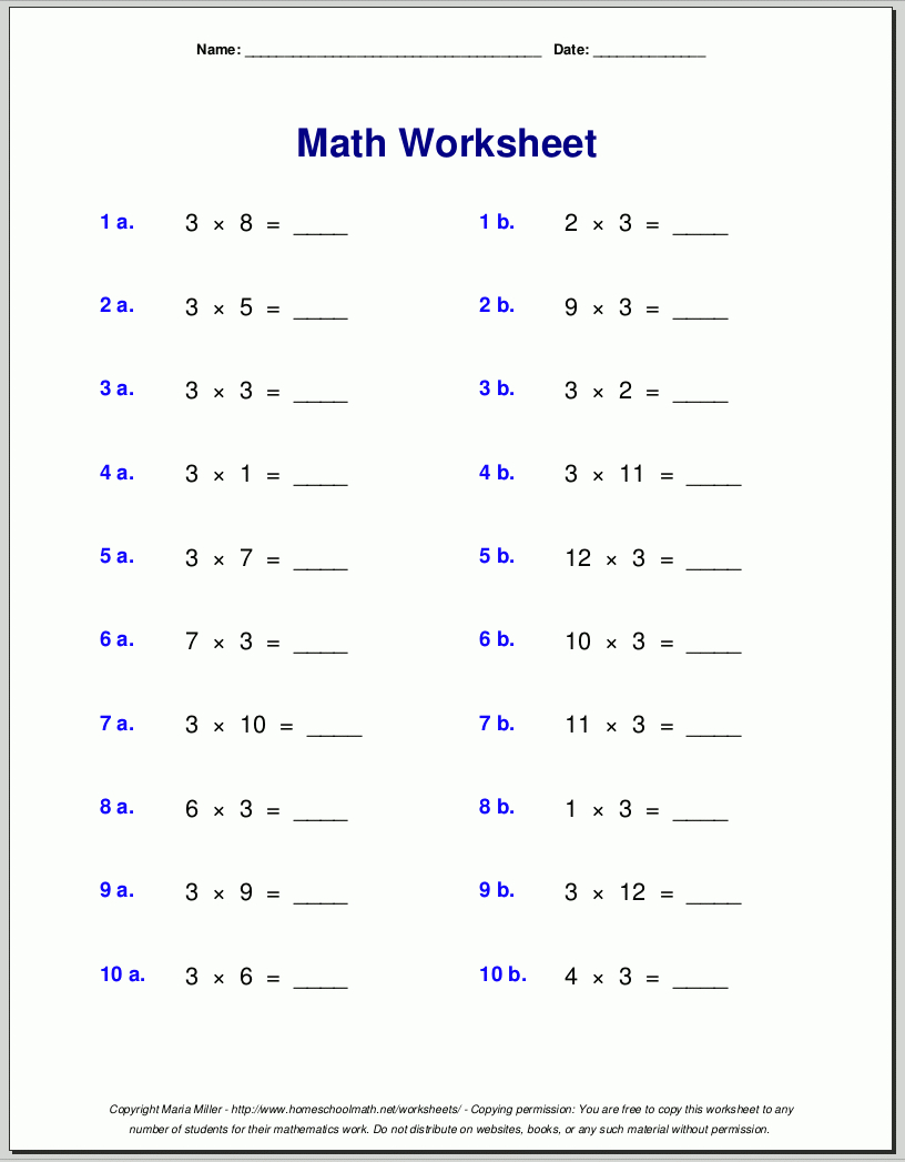  3Rd Grade Math Worksheets Multiplication Pdf Db excel