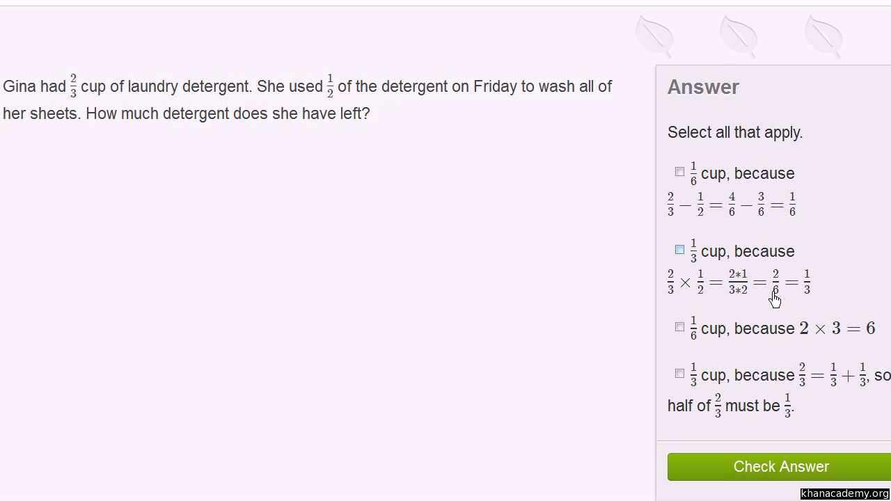 Multiply Fractions Word Problems Practice  Khan Academy