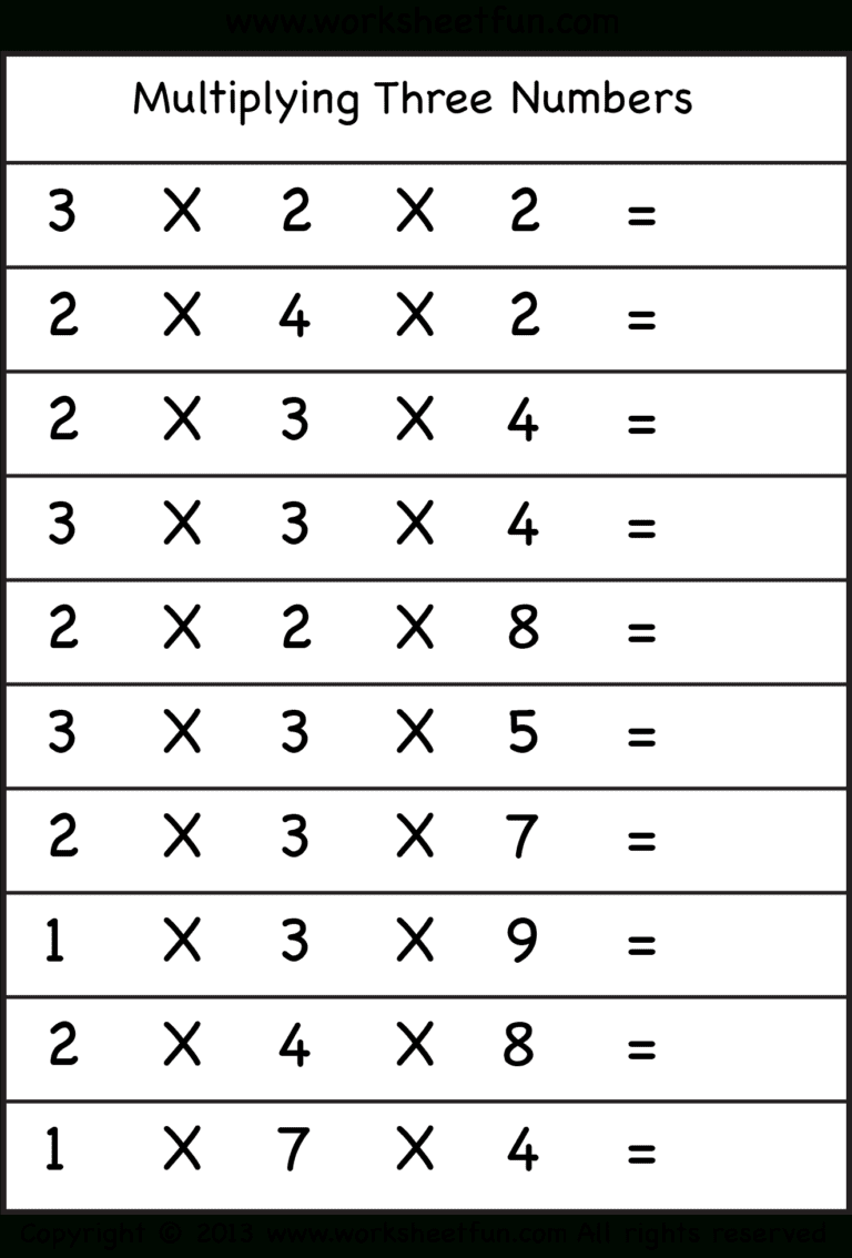 Multiplying 3 Factors Worksheets — db-excel.com