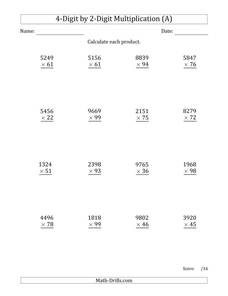 Multiplying 4Digit2Digit Numbers A