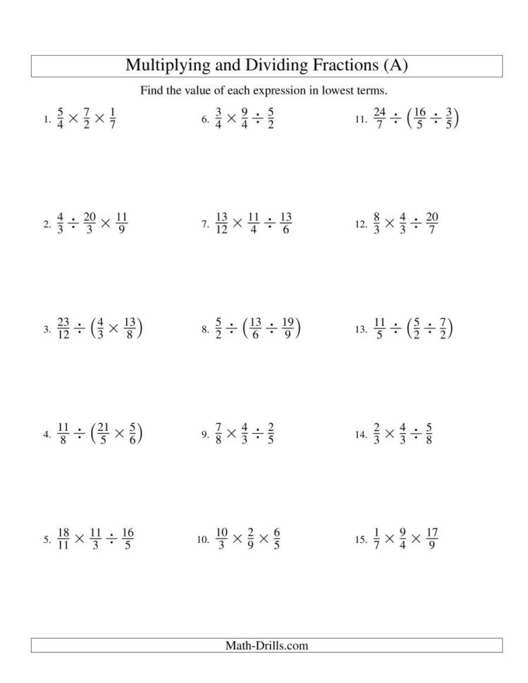 Multiplying And Dividing Fractions With Three Terms A