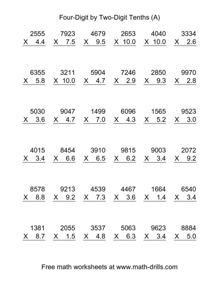 Multiplying Decimals Worksheets 6Th Grade The Best Image