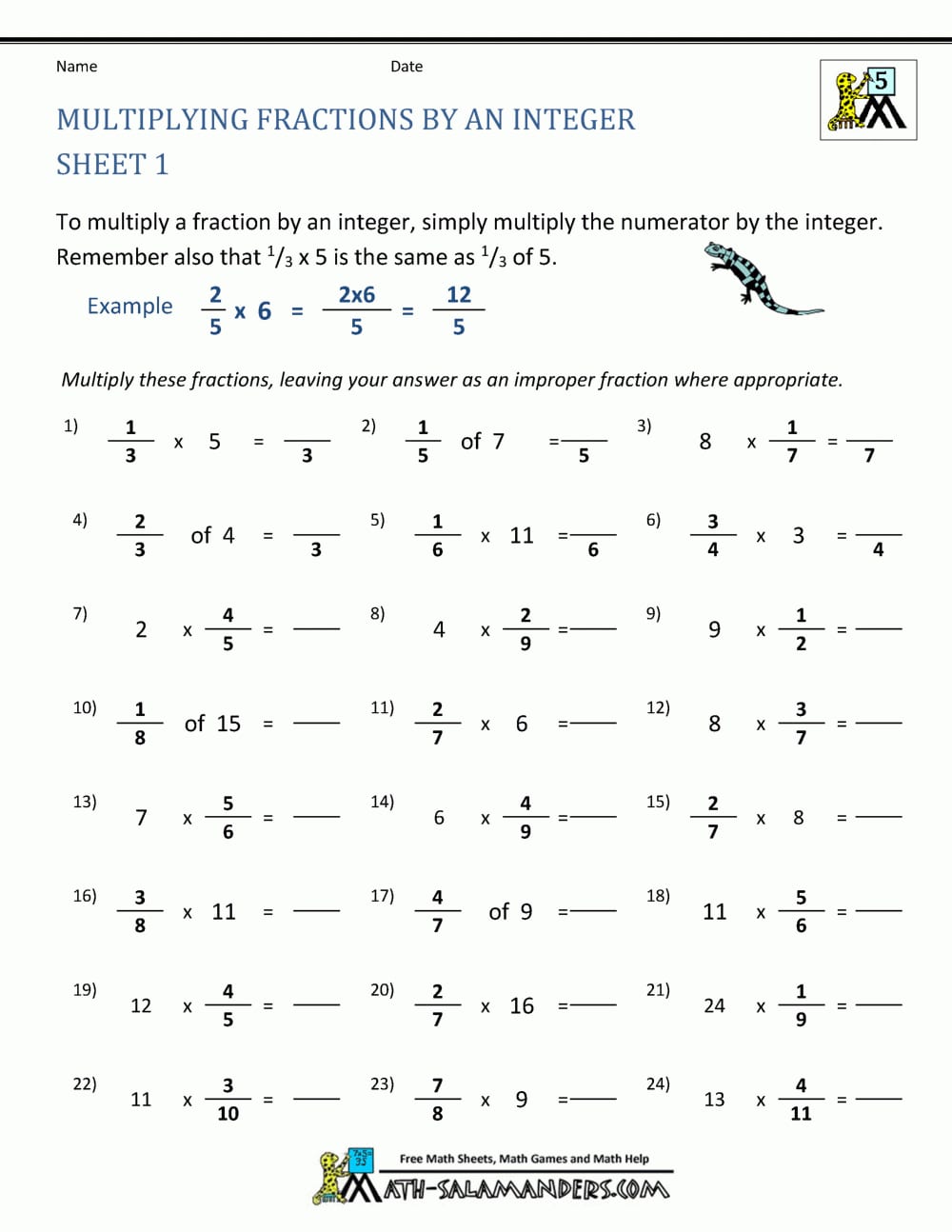 Multiplication Of Integers Worksheet Class 7