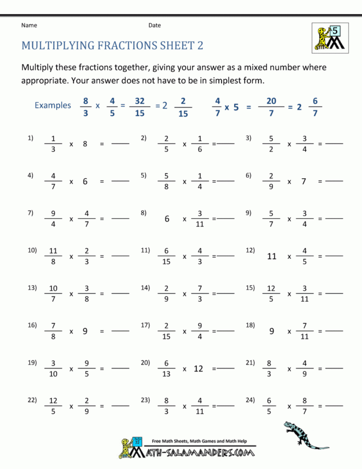 Multiplying Fractions Worksheets 5Th Grade — db-excel.com