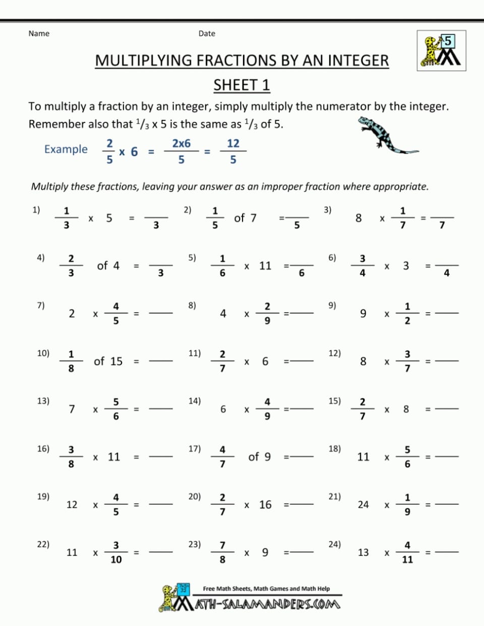 Multiplying Fractions Worksheets 5Th Grade Pdf Word Problems — db-excel.com