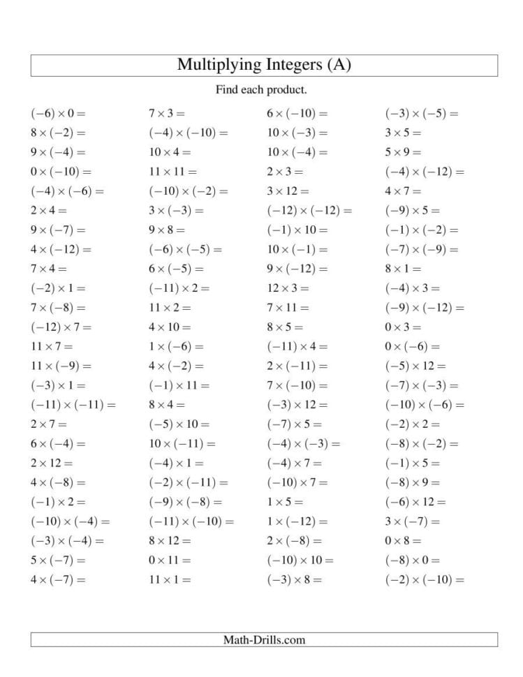 Multiplying And Dividing Integers Worksheet Pdf — db-excel.com