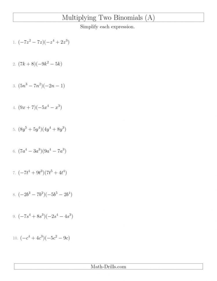 Multiplying Monomials And Polynomials Worksheet Unique