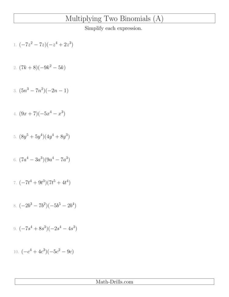 Multiplying Two Binomials A