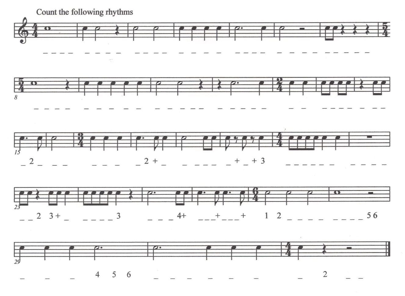 Music Theory Worksheet 4  Counting Rhythms