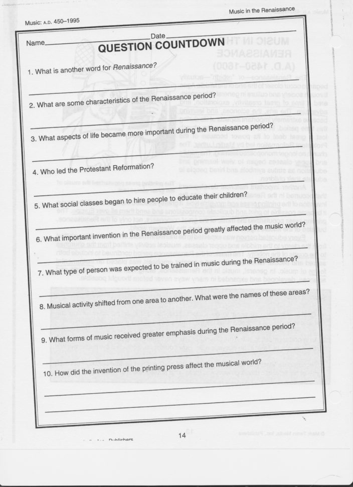 Music Worksheets