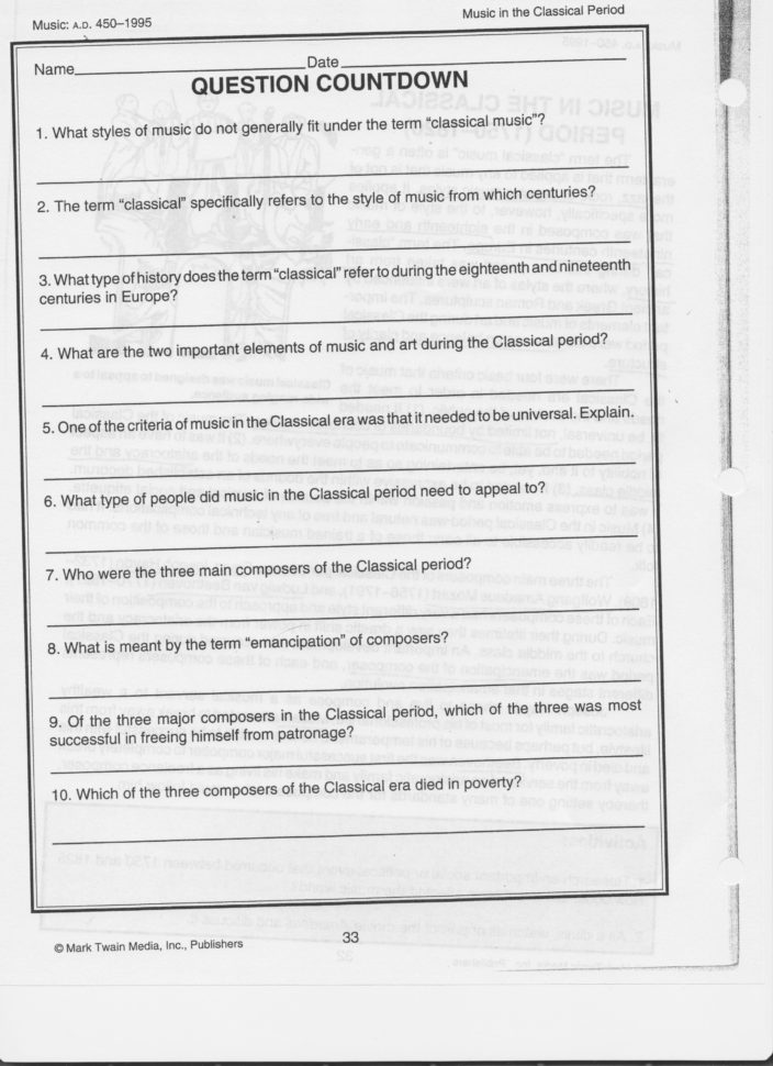 Music Worksheets