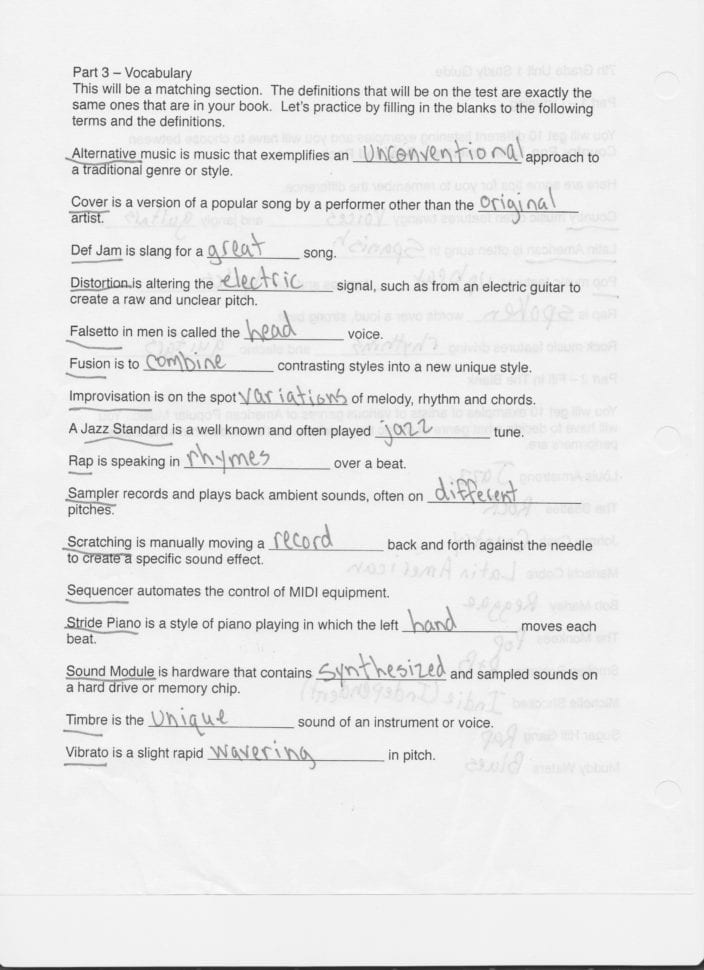 Music Worksheets