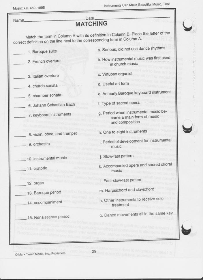 Music Worksheets
