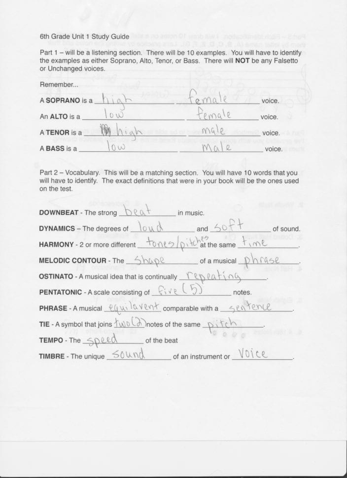 Music Worksheets