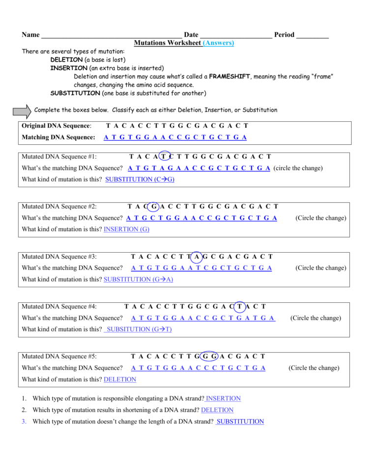 Mutation Answers  Guertinscience