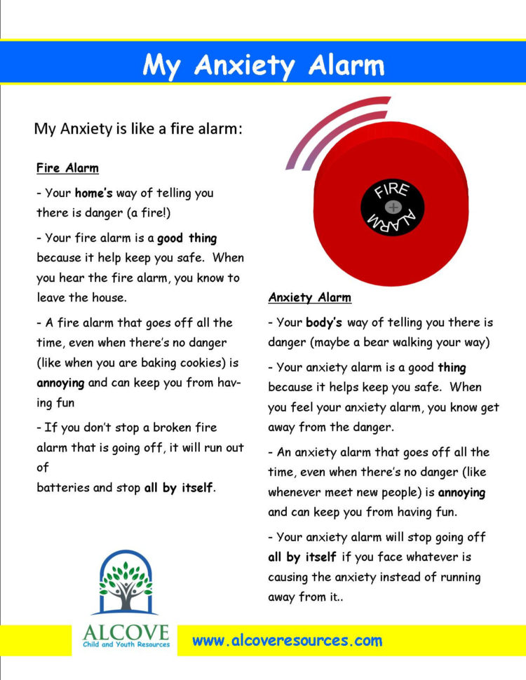 My Anxiety Alarm Worksheet For Kids  Alcove Child And Youth