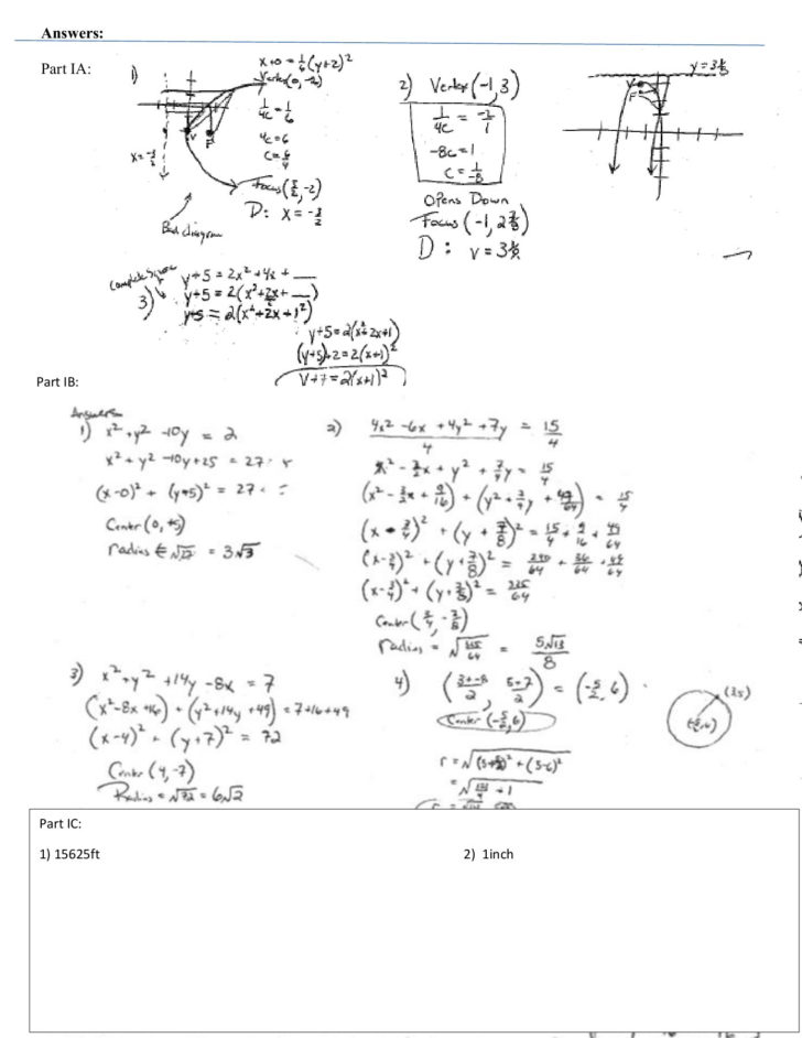 Circles Worksheet Answers