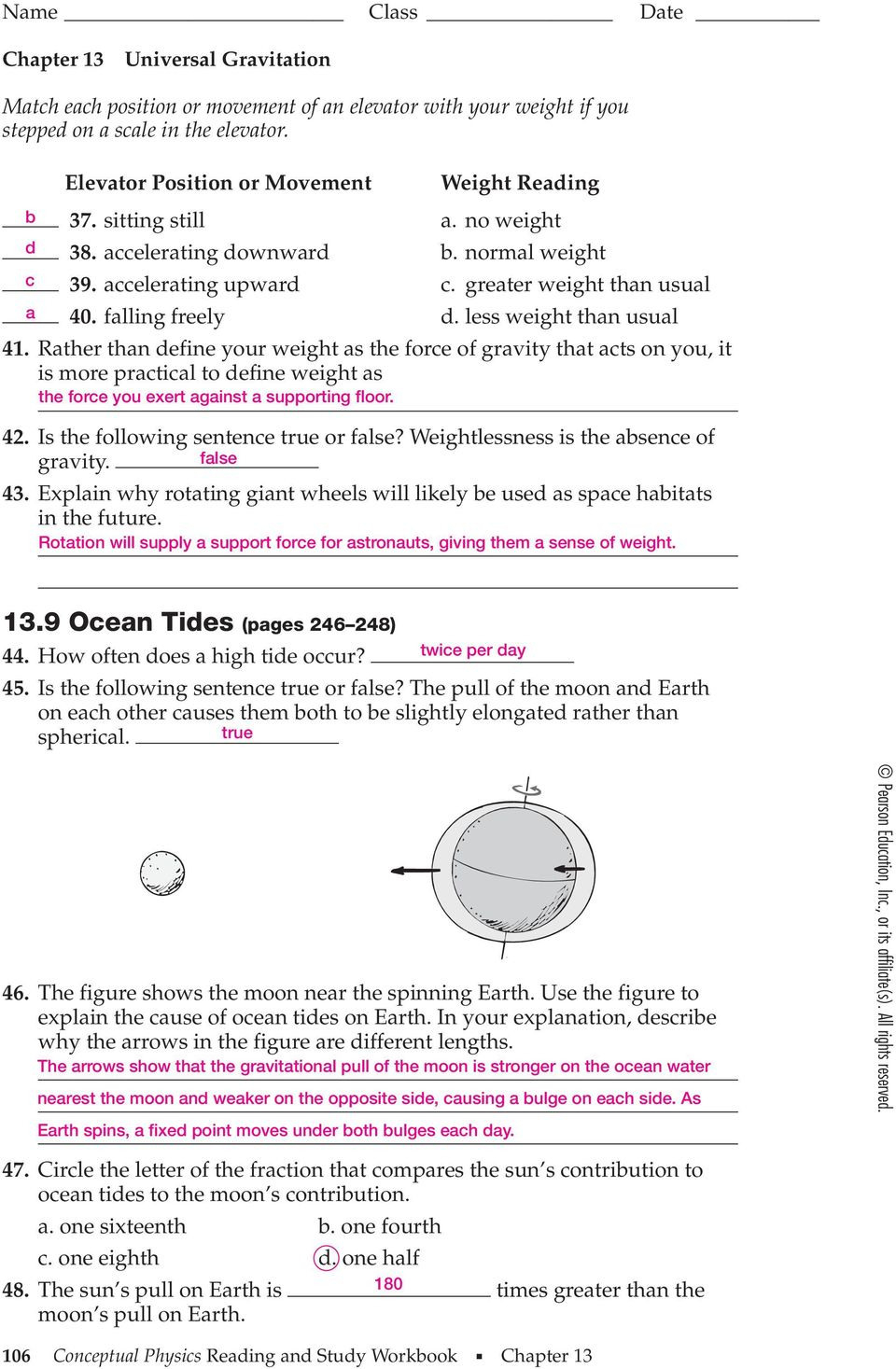 Chapter 13 Universal Gravitation Worksheet Answers Db excel