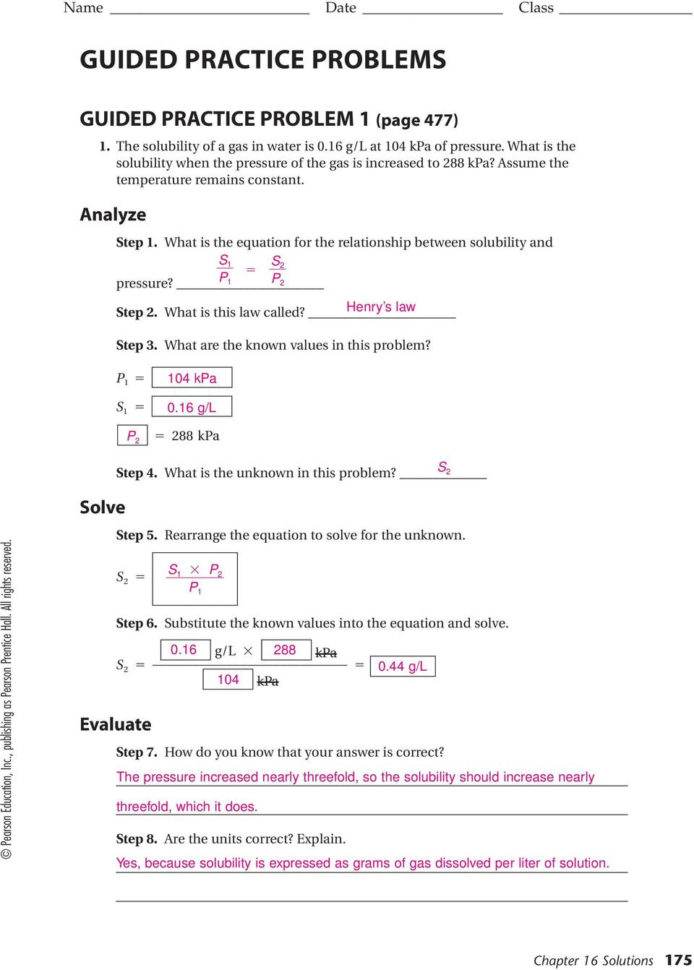 Name Date Class Section 161 Properties Of Solutions Pages