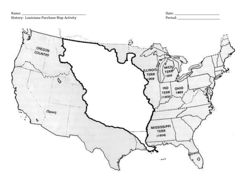 Name Date History Louisiana Purchase Map Activity Period