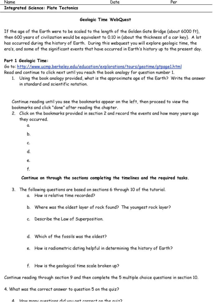 Name Date Per Integrated Science Plate Tectonics Geologic