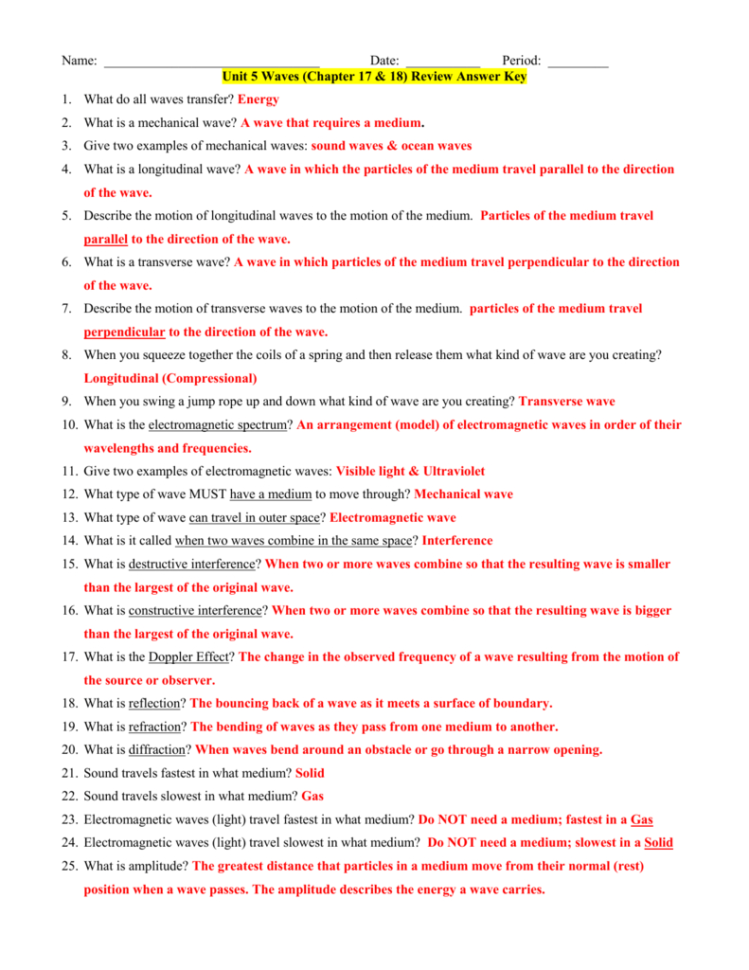 Name Date  Period  Unit 5 Ves Chapter 17  18