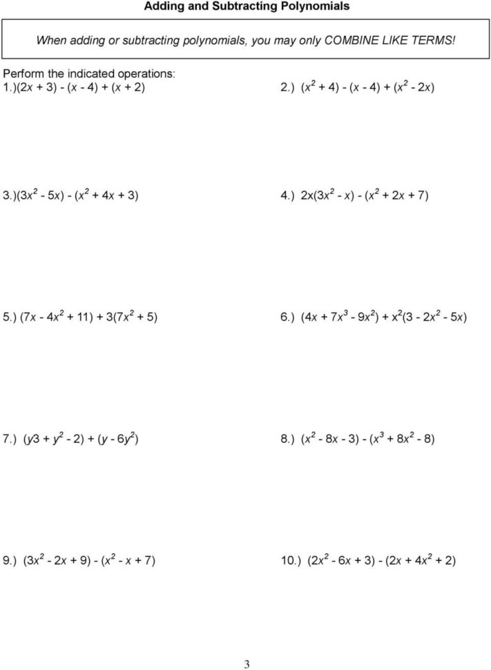 Name Intro To Algebra 2 Unit 1 Polynomials And Factoring  Pdf