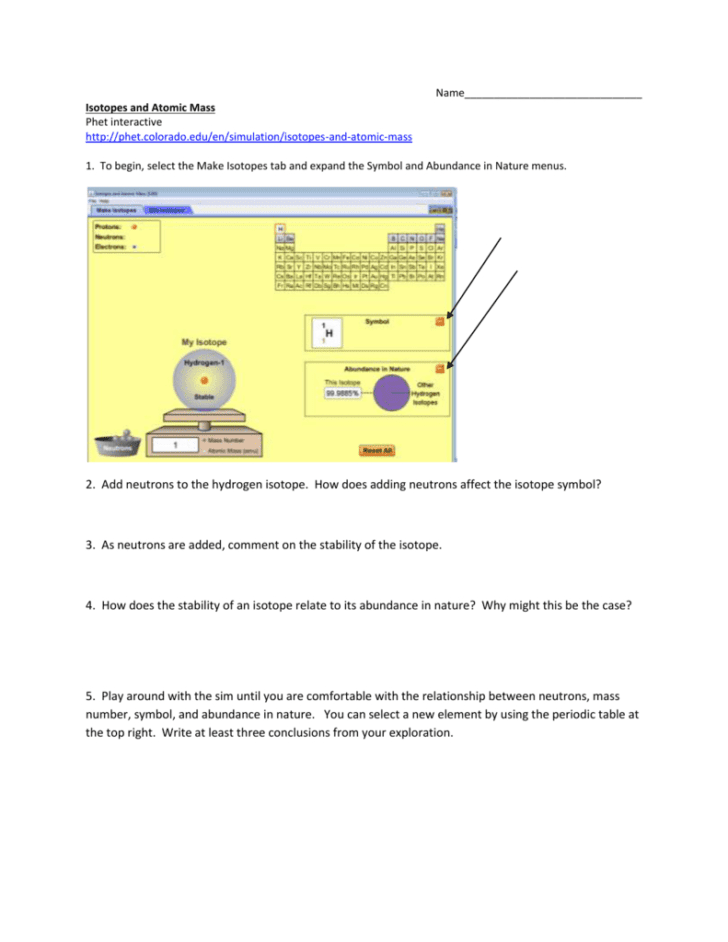 Isotopes And Atomic Mass Worksheet Answers