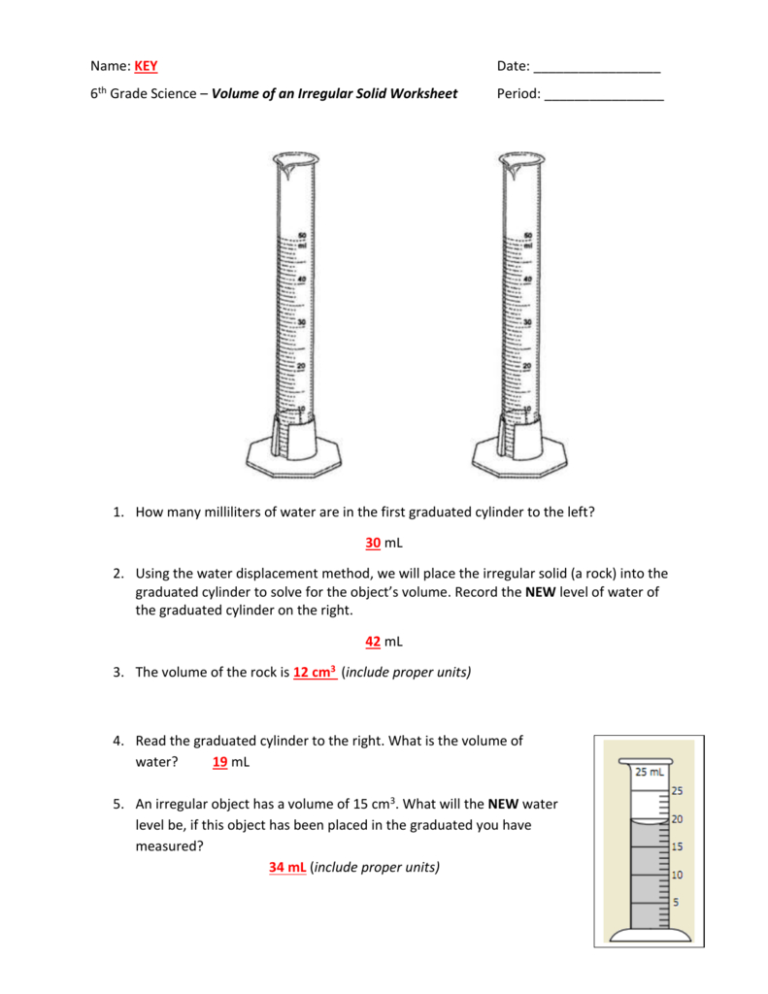 Graduated Cylinder Measuring Liquid Volume Worksheet Answer Key Db