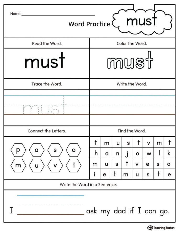 Name Tracing Worksheets For Kindergarten With Word Trace