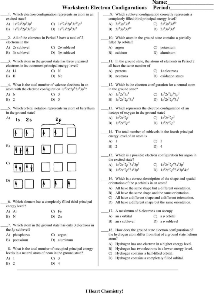 Name Worksheet Electron Configurations I Heart Chemistry  Pdf