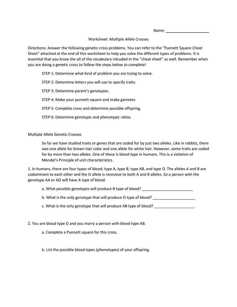 name-worksheet-multiple-allele-crosses-directions-answer-the-db-excel