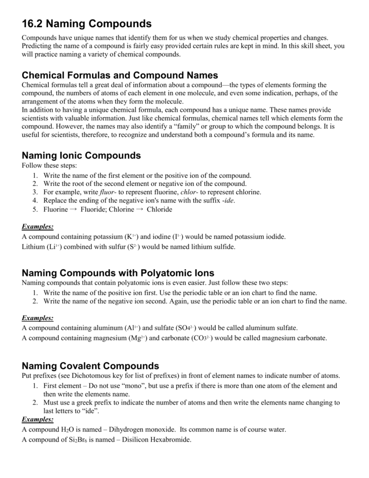 Naming Compounds  Mayfield City Schools